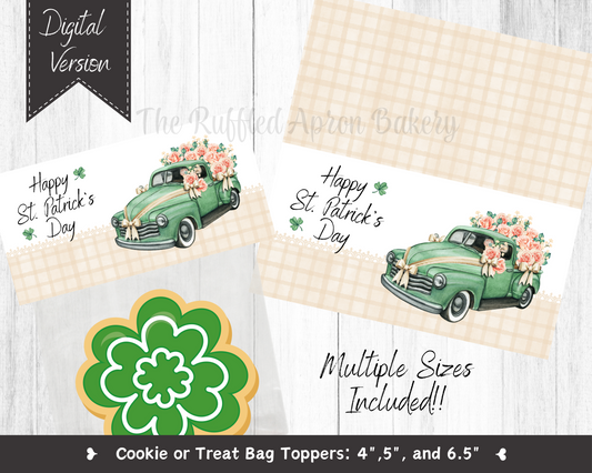 Flower Truck St. Patrick's Day Cookie Bag Topper