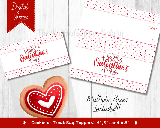 Happy Valentine's Day Sprinkles Cookie Bag Topper
