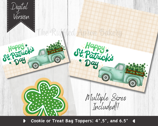 St. Patrick's Day Clover Truck Cookie Bag Topper