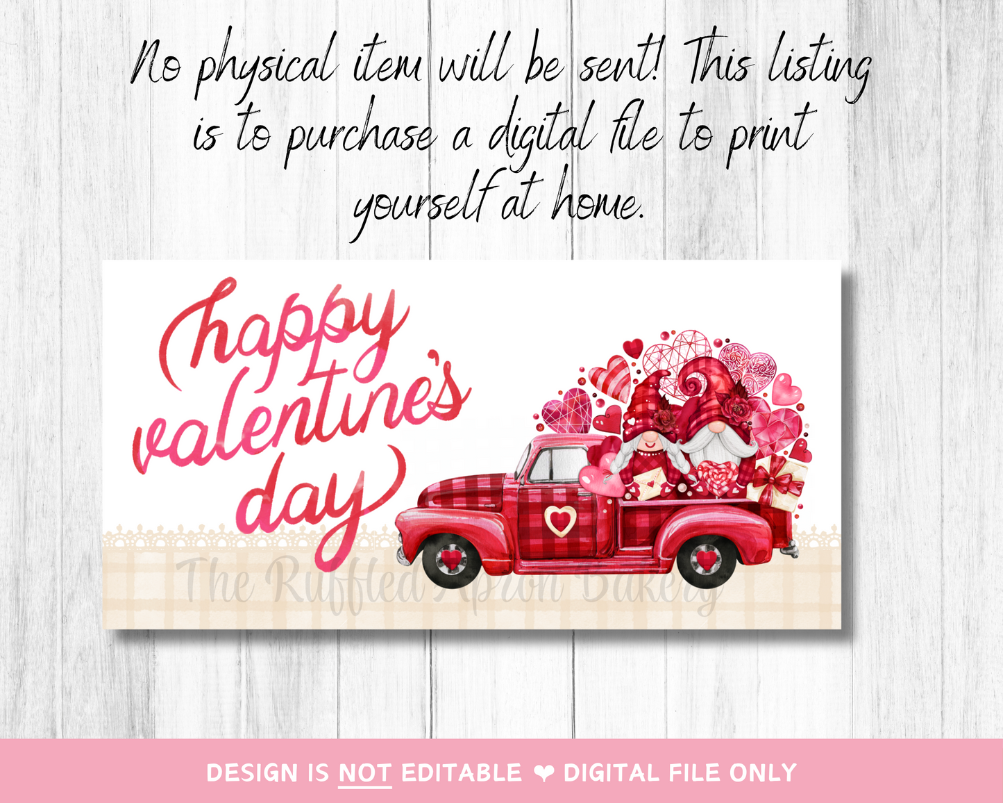 Happy Valentine's Day Gnome Truck Cookie Bag Topper