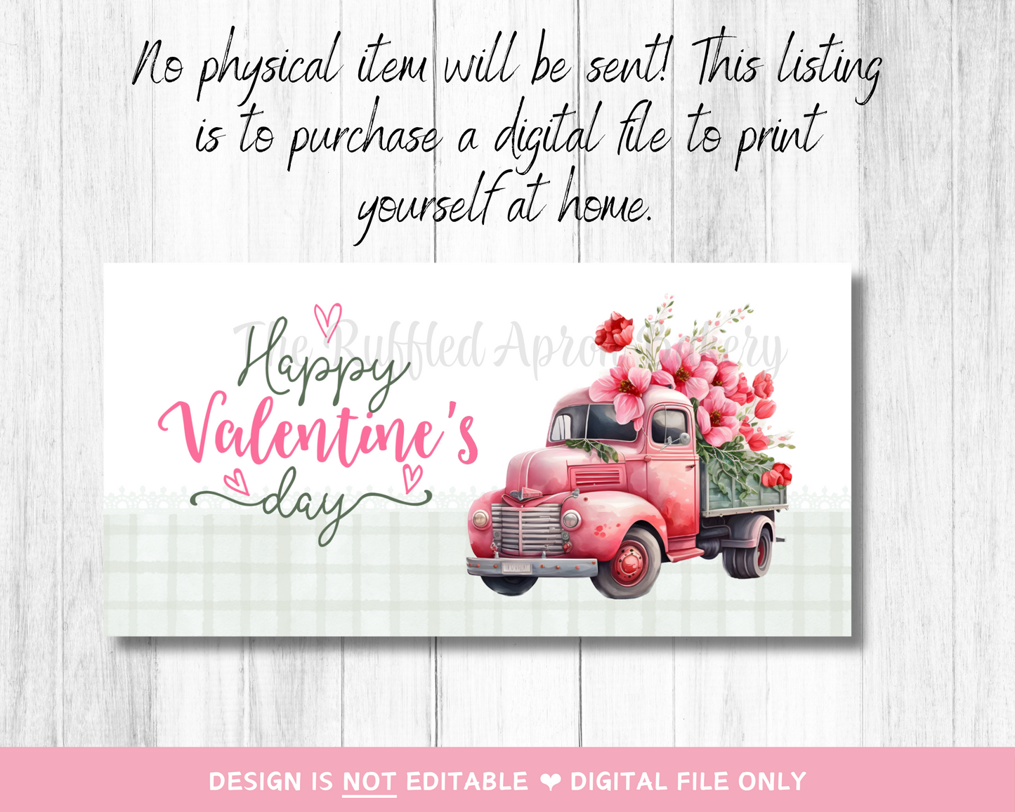 Flower Truck Valentine's Day Cookie Bag Topper