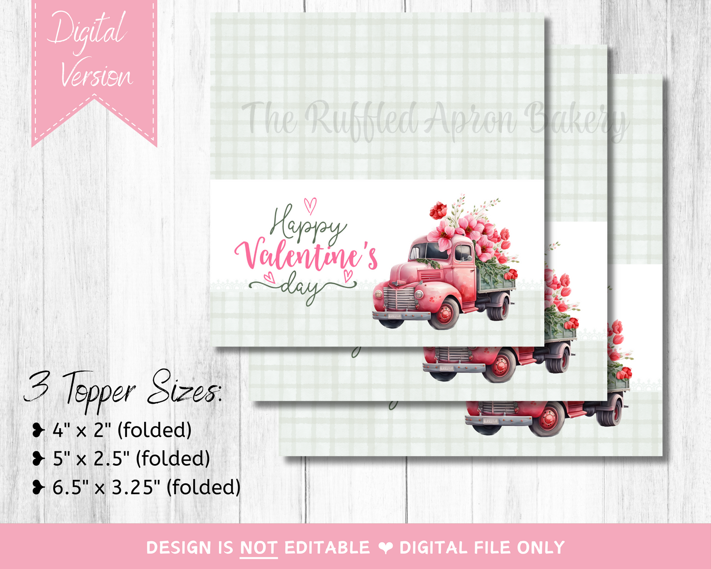 Flower Truck Valentine's Day Cookie Bag Topper