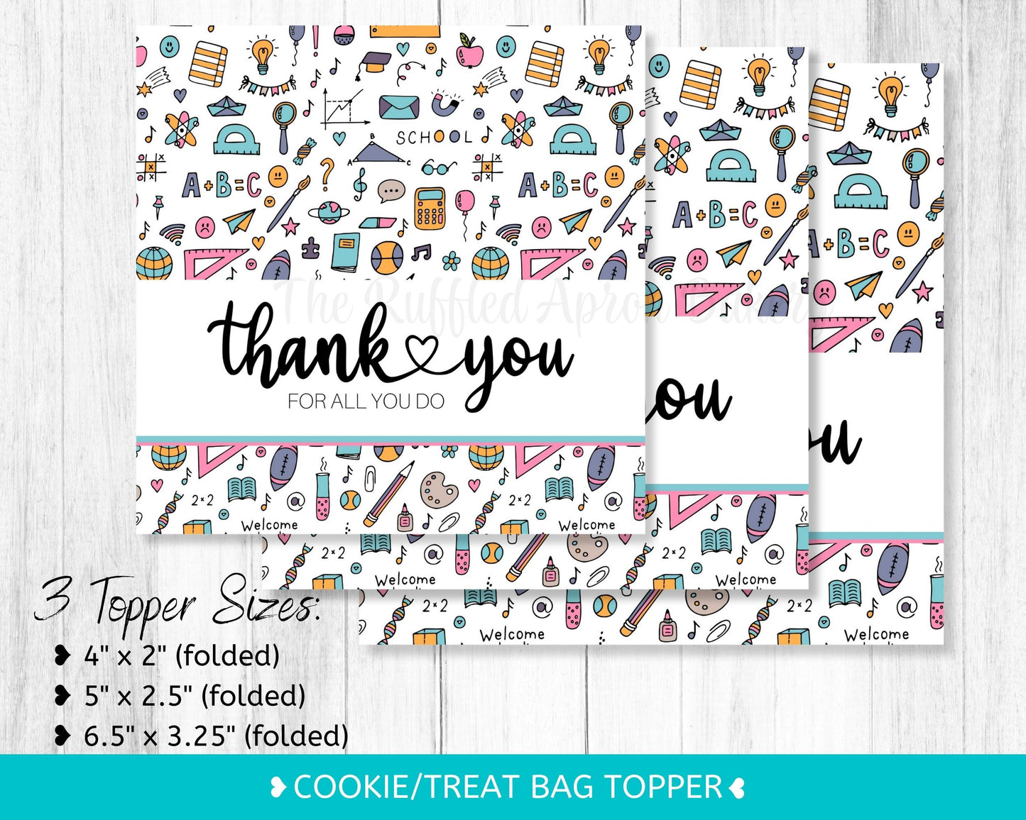 Thank You Teacher Appreciation Cookie Bag Topper