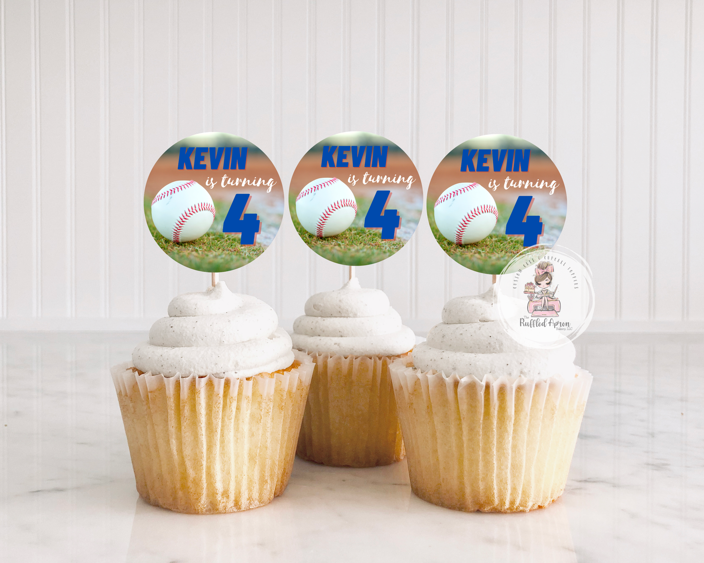 Customized Baseball Cupcake Toppers