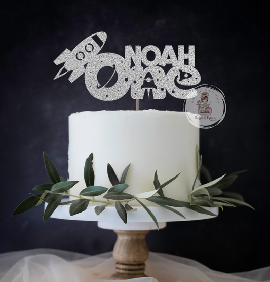 Name & Age Space Cake Topper