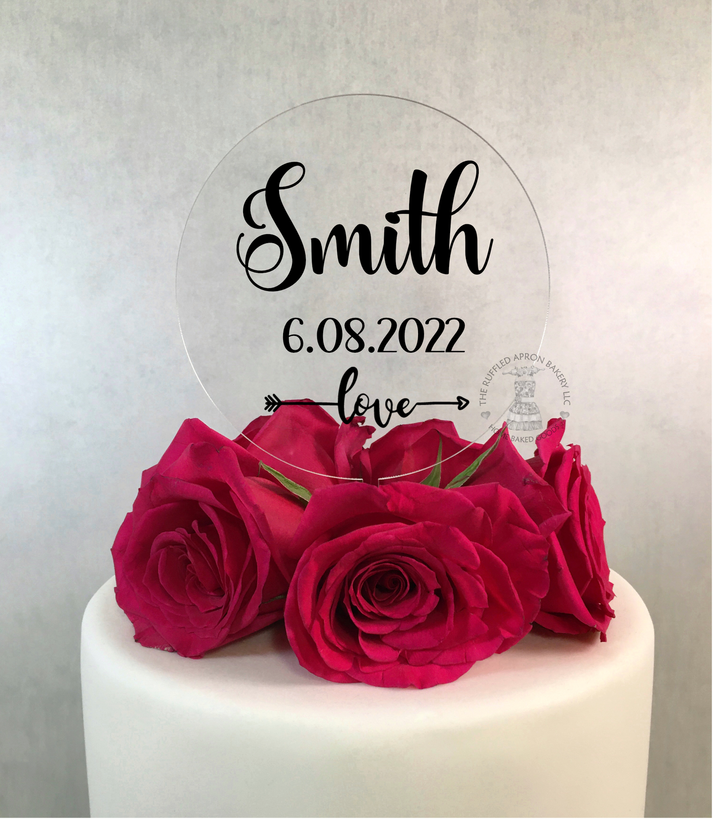 Name & Date with Love Arrow Cake Topper
