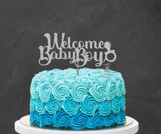 Welcome Baby Boy Cake Topper