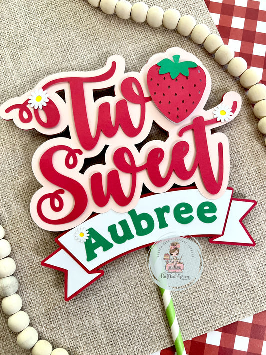 Strawberry Two Sweet Cake Topper